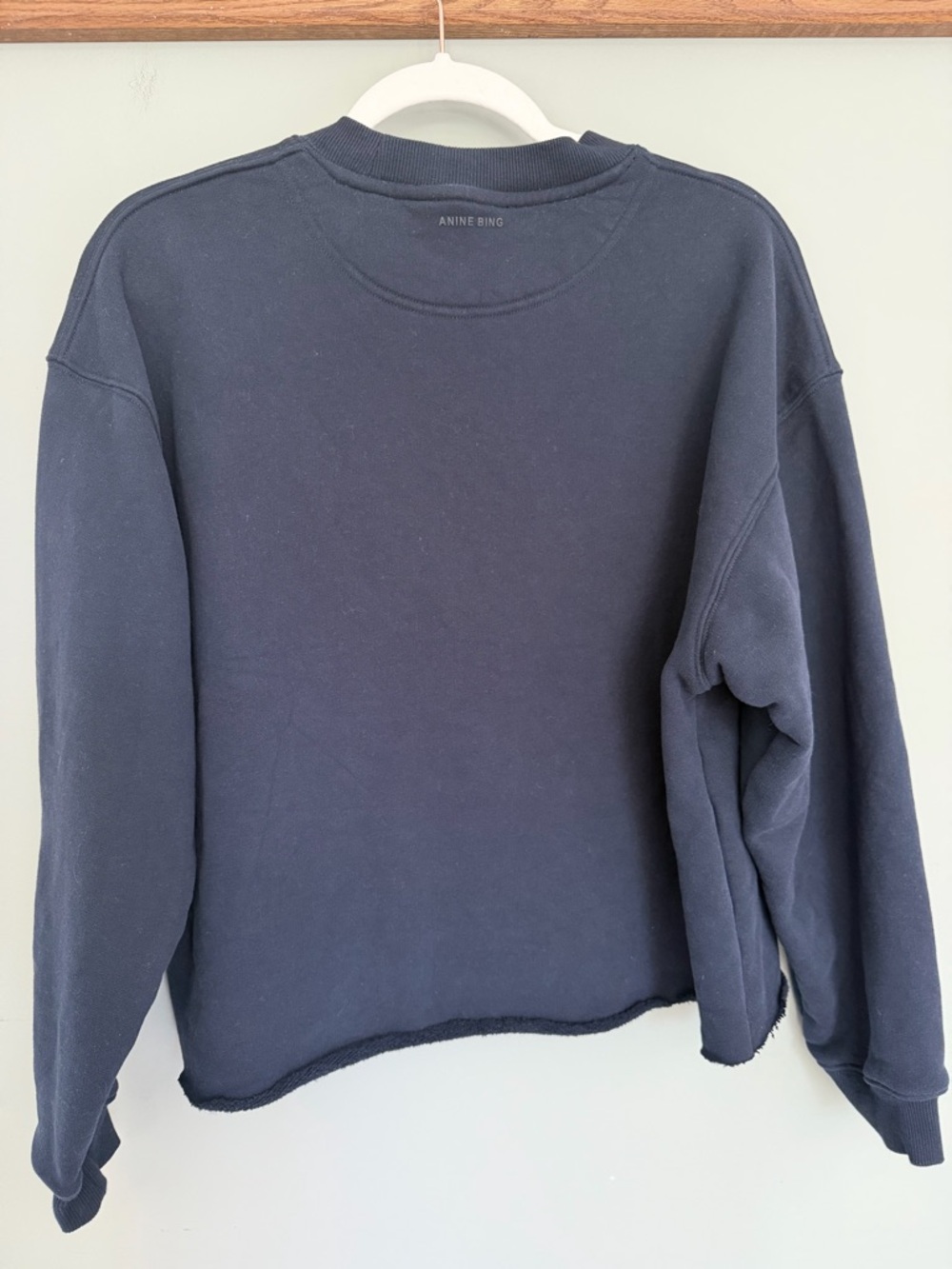 Anine Bing "Jaci" Washed Navy Black Paris Lettering Cotton Sweatshirt *Altered* - Picture 10 of 17